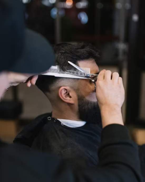Premium barbershop interior with leather chairs and vintage decor